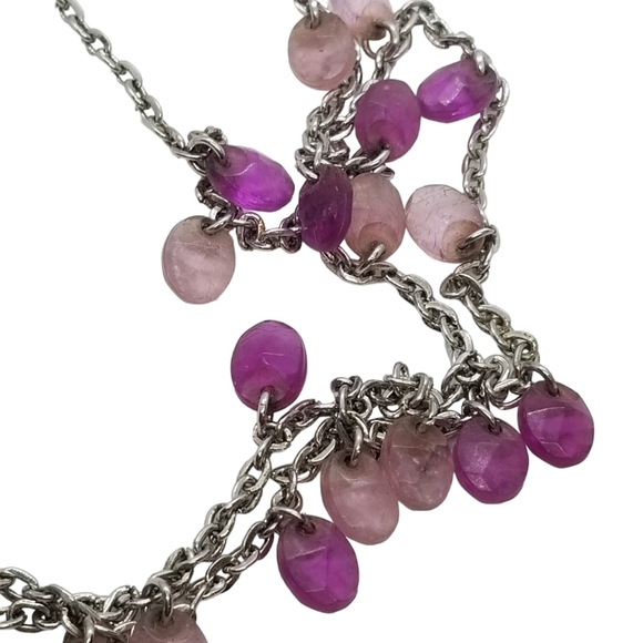 SARAH COVENTRY VINTAGE PURPLE BEAD & SILVERTONED CHAIN LONG NECKLACE - Picture 5 of 5